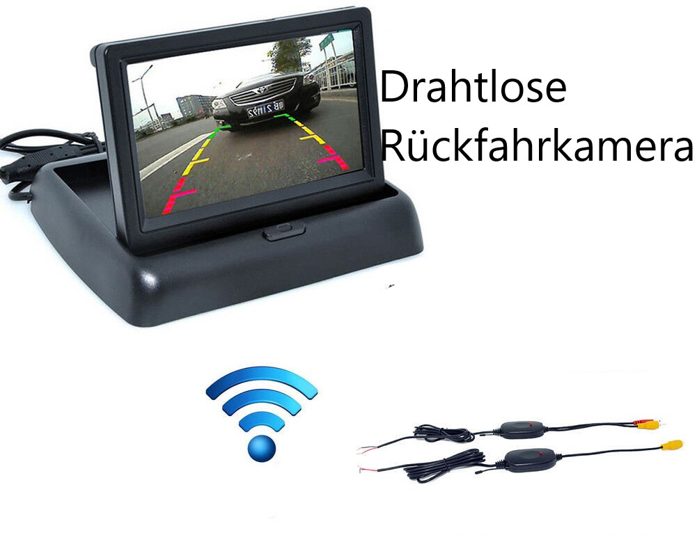 Auto Funk Kabellos 170° Rückfahrkamera Mit 5" LCD Monitor für PKW Bus Nachtsicht