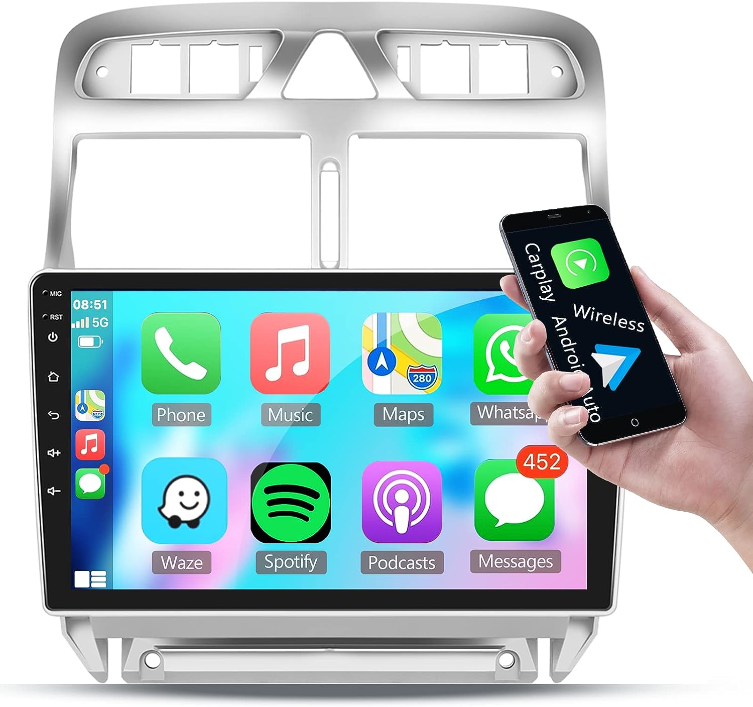 9" Android 10 Autoradio Bluetooth SD GPS Navi Wifi MP3 für Peugeot 307 2002-2013