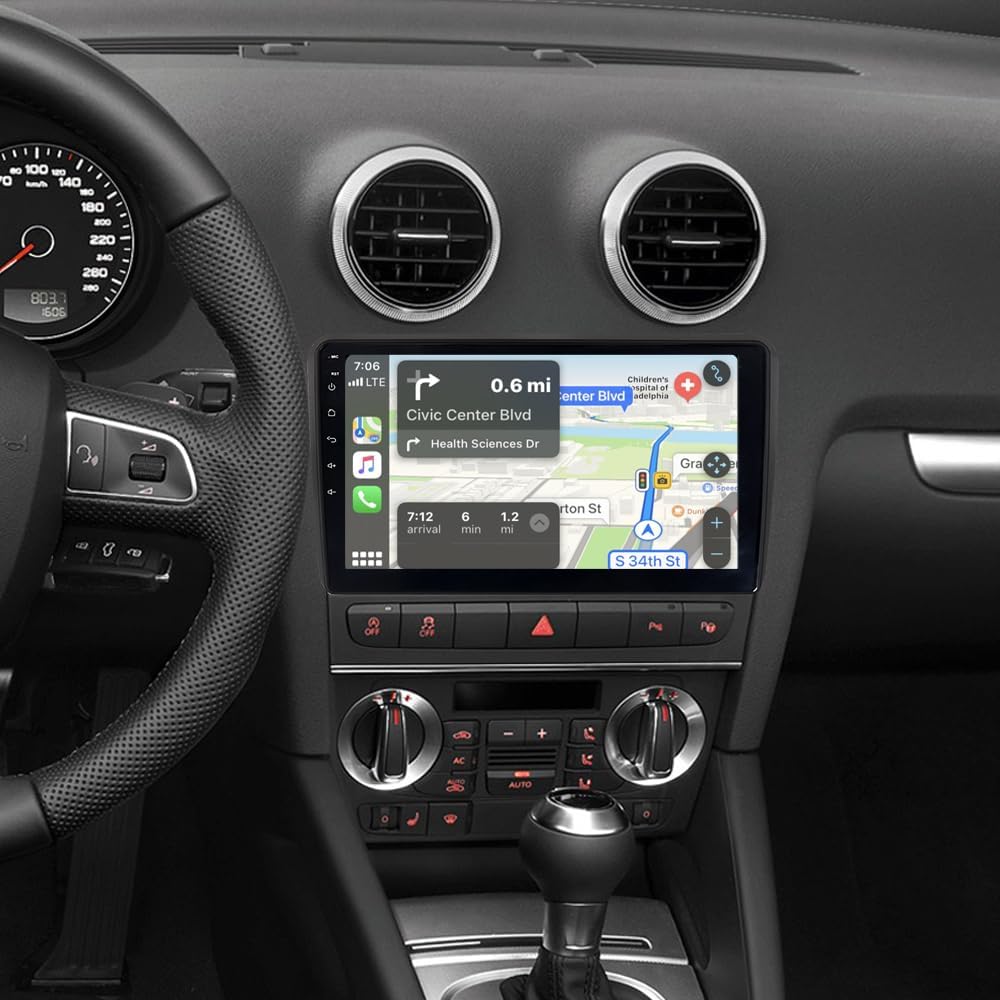 Für AUDI A3 2003-2013  9 Zoll  Android 15 Autoradio GPS Navi  128GB ROM  8GB RAM  BT FM RDS Drahtlos Carplay und Andoid Auto. Octa-Core