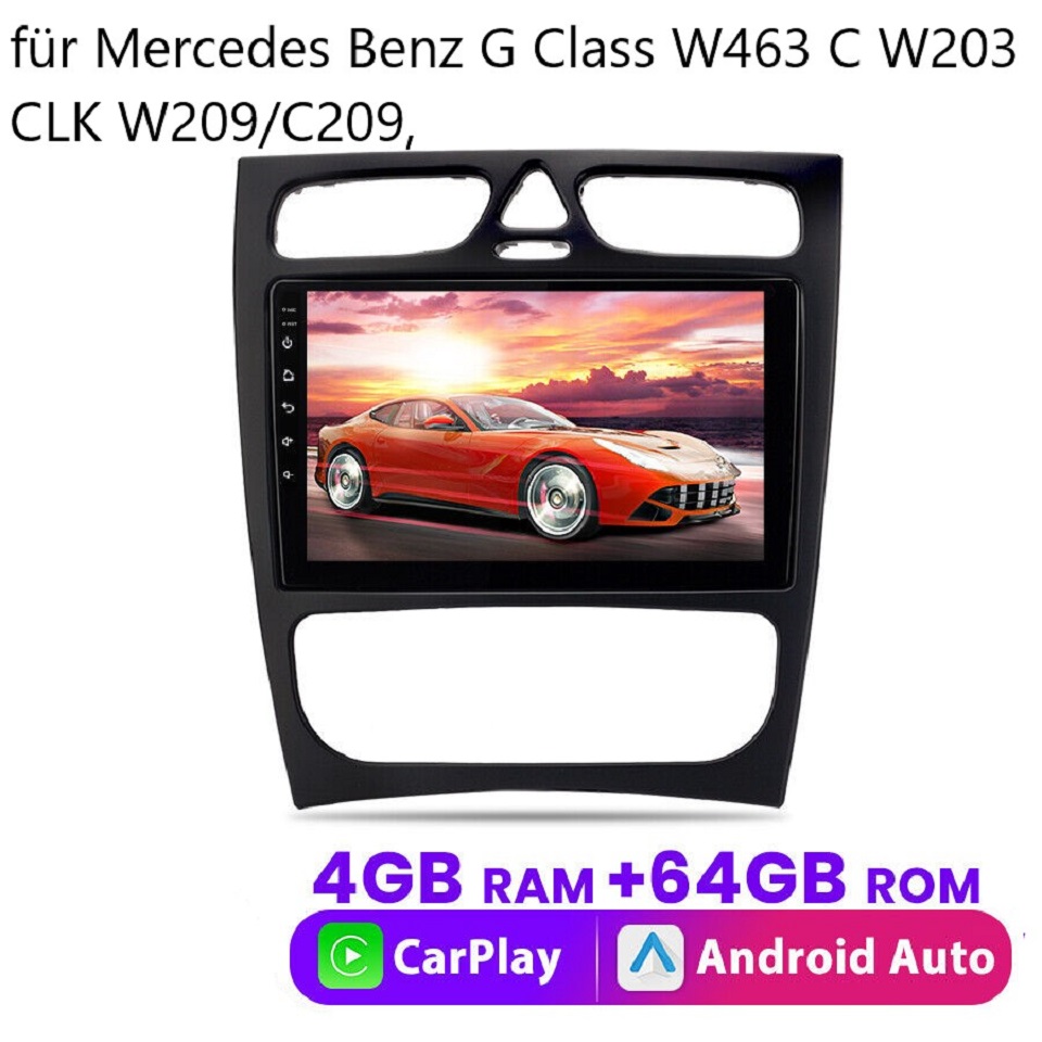 für Mercedes Benz W209 W203 W463 Carplay. 9 zoll android 12 Autoradio GPS Navi  64GB ROM 4GB RAM RDS