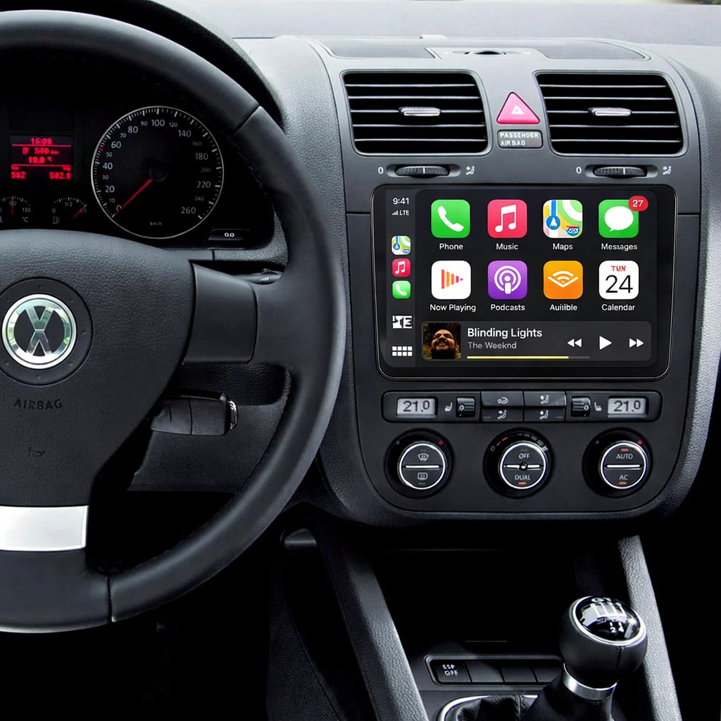 9 Zoll Android 15 Autoradio GPS CARPLAY RDS FM WIFI AUX USB für VW Golf 5/6 V VI, Passat B6, Tiguan, Polo, Jetta, Touran, Candy, Shran, EOS, Skoda Fabia, Octavia Yeti, Seat Leon