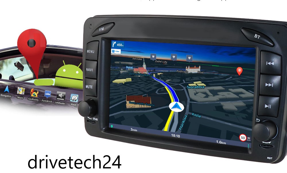 für Mercedes Benz C CLK Viano A-W168 W203 E-Klasse (W210) G-Klasse (W463) ML (W163) SLK (W170) Viano und Vito (W639) 7" Android 13 Autoradio GPS Navigation CarPlay 2GB RAM 32GB ROM RDS 