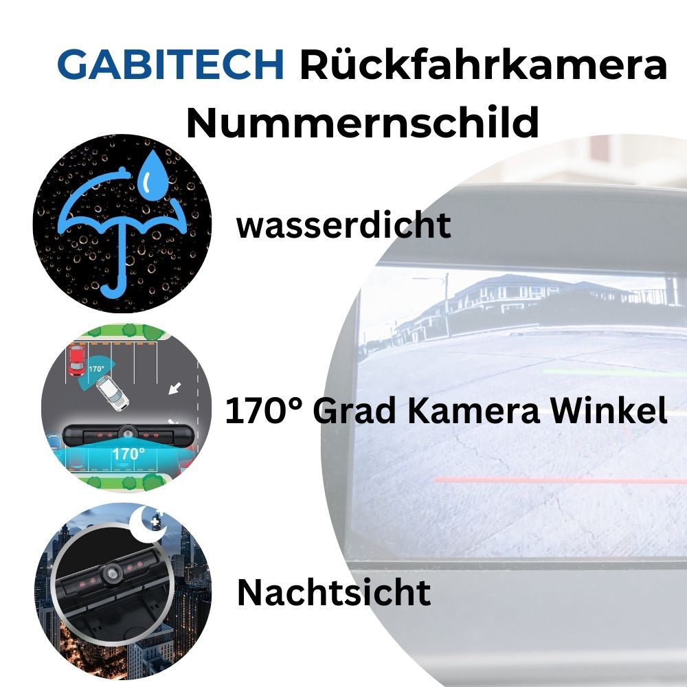 Funk 170°  Rückfahrkamera Kennzeichen Nummernschild Einparkhilfe kabellos