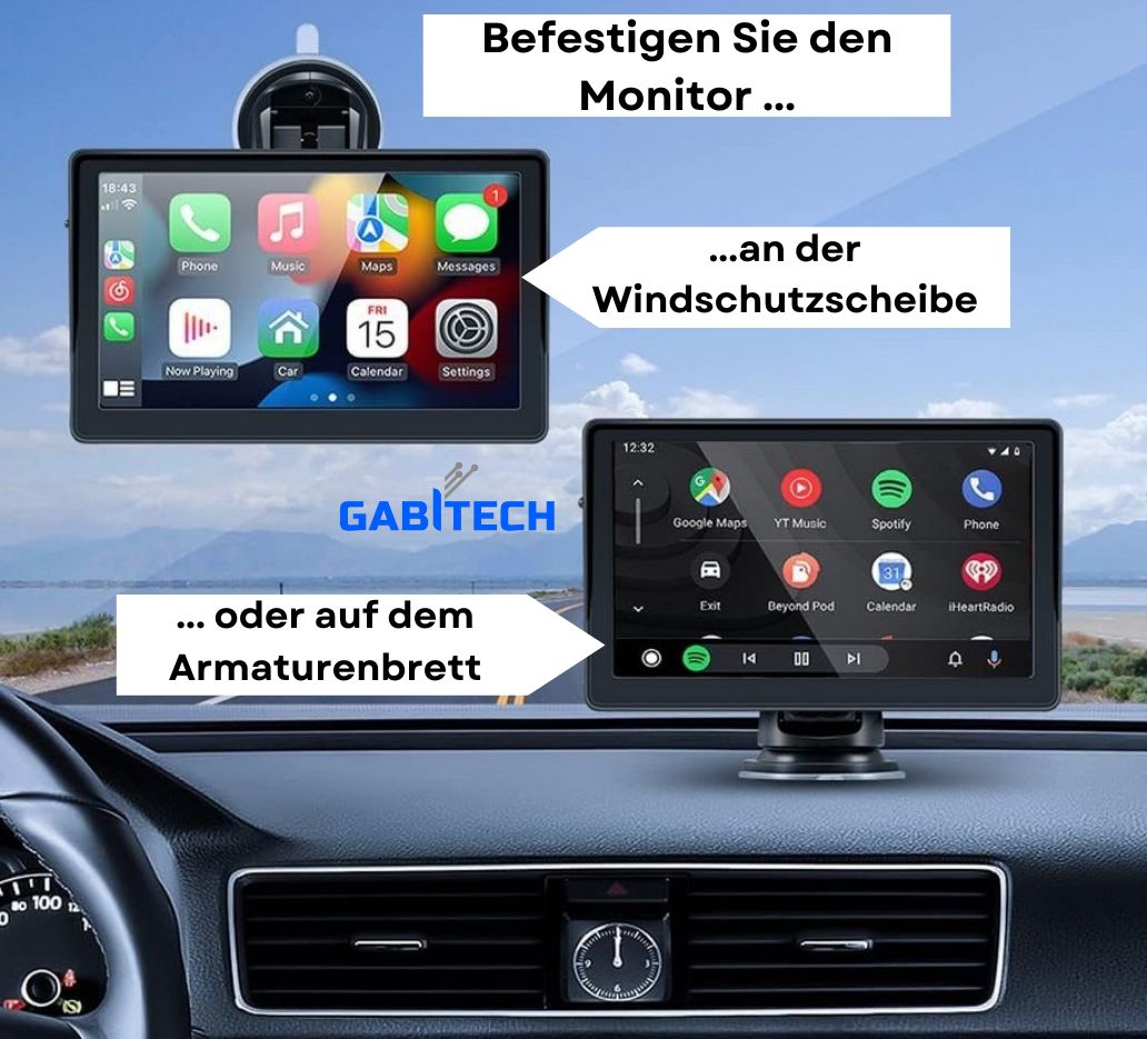 Monitor Auto 7 Zoll Smartscreen Monitor Carplay Navi für Apple & Android mit ...
