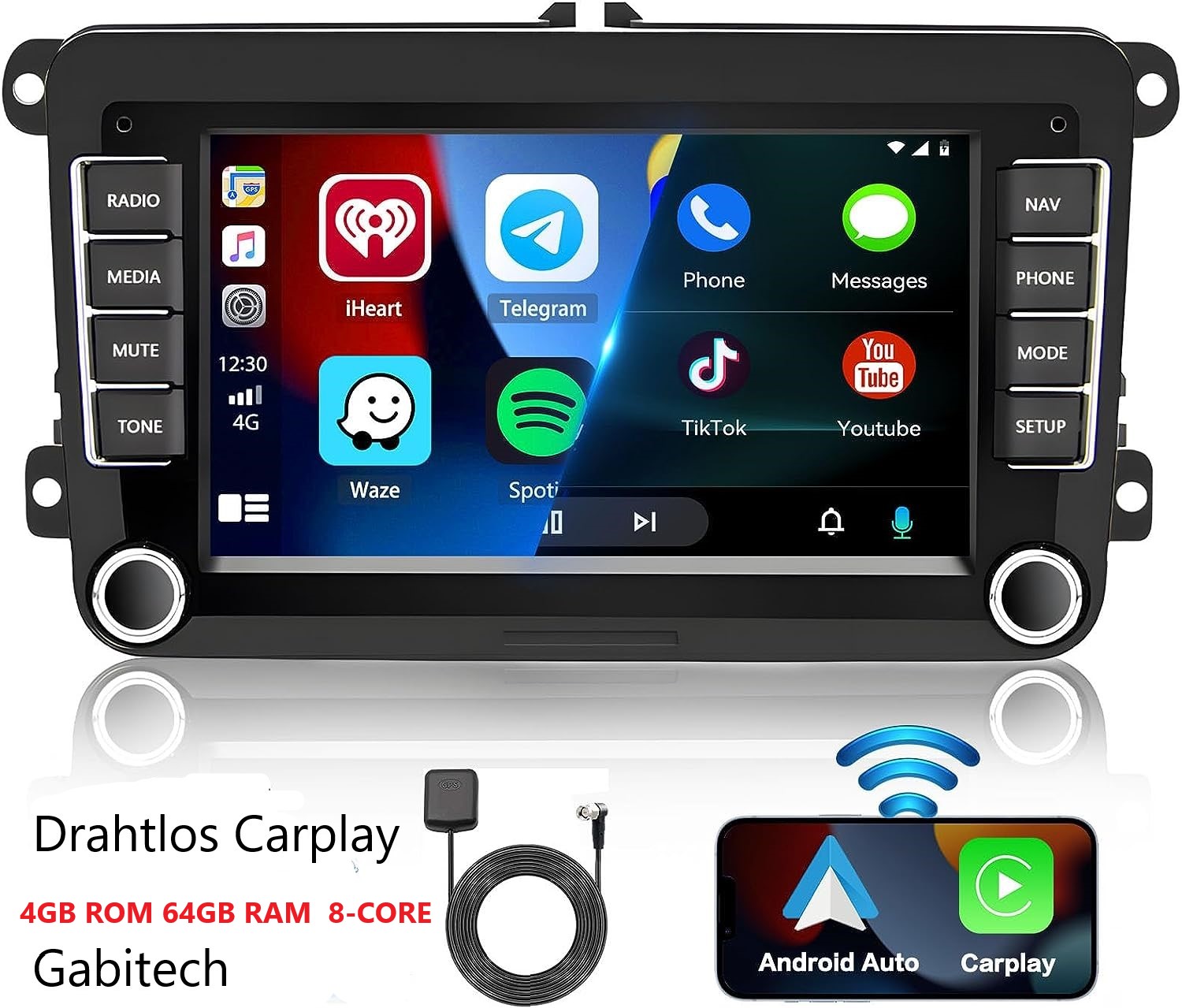 7 Zoll Android 13 Autoradio GPS CARPLAY RDS FM WIFI AUX USB für VW Golf 5/6 V VI, Passat B6, Tiguan, Polo, Jetta, Touran, Candy, Shran, EOS, Skoda Fabia, Octavia Yeti, Seat Leon