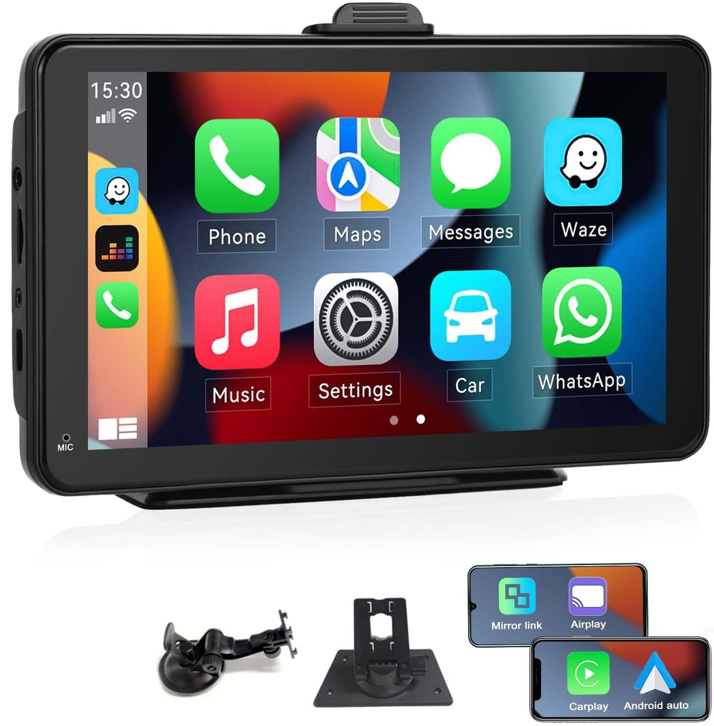 7" Monitor Wireless Carplay Navigationsgerät Android Auto Sprachsteuerung Wifi