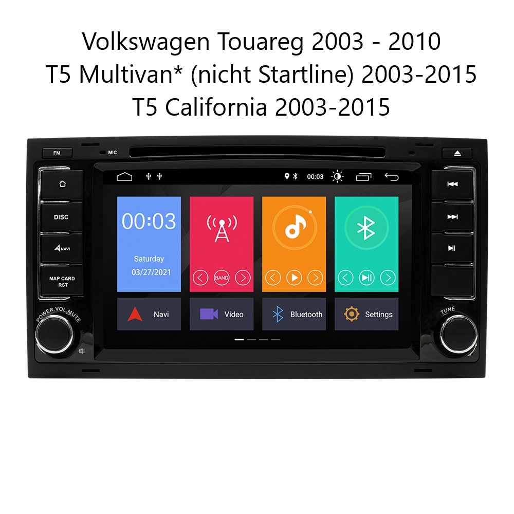 7" Android 11  DVD USB Autoradio GPS WIFI Für VW Touareg Transporter T5 Multivan Wireless carplay 2GB RAM 32GB ROM