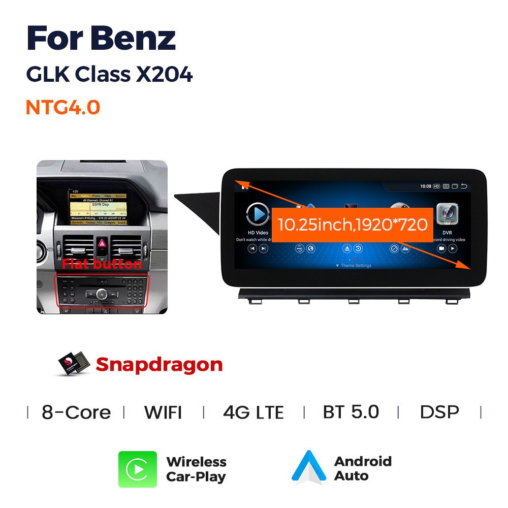 Für MERCEDES BENZ GLK Klasse x204 2008-2012 NTG 4.0. 10.3" Qualcomm Android 14 Autoradio GPS Navi Drahtlos Carplay und Android Auto.