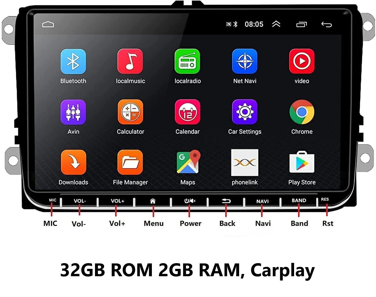 Carplay 9 zoll Android 11  Autoradio GPS WIFI AUX USB  für VW Golf 5/6 V VI, Passat B6, Tiguan, Polo, Jetta, Touran, Candy, Shran, EOS, Skoda Fabia, Octavia Yeti, Seat Leon. 2GB RAM