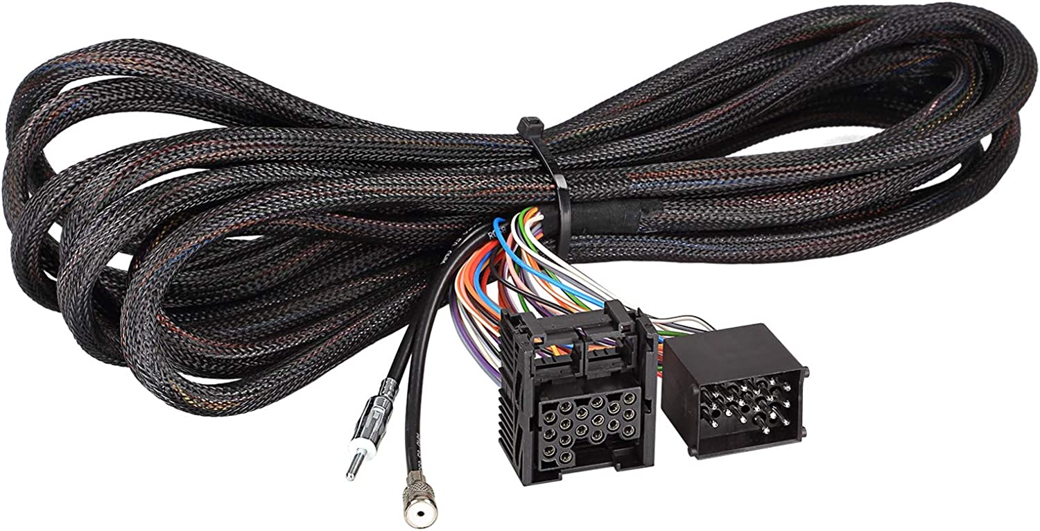 Quadlock Verlängerungskabel 6,5m kompatibel mit BMW 3 E46, 5 E39, X5 E53 (inkl. Antennenverlängerung auf DIN, I-Bus und Antennenremoteleitung) | Anschlussstecker: Quadlock / 40pin