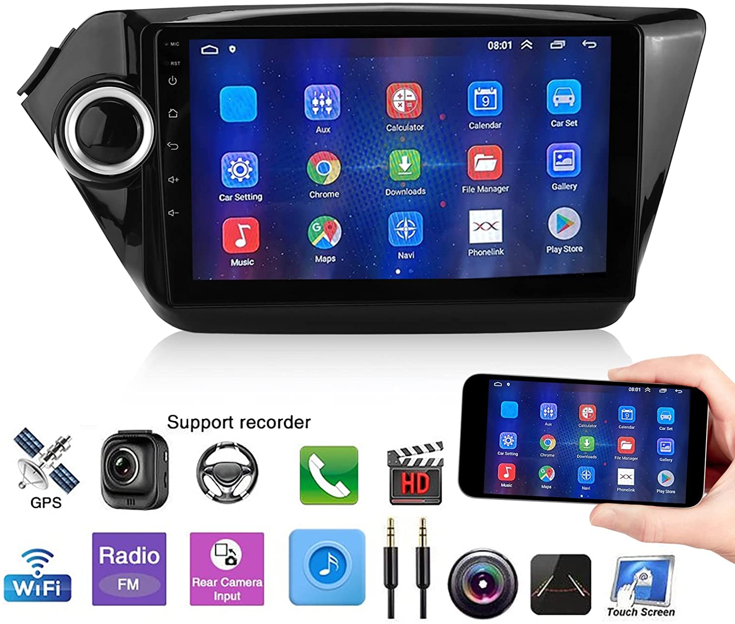 9 Zoll  Android 10 Autoradio Carplay RDS GPS Navi für Kia RIO 3 FM Wifi BT USB 64GB ROM 4GB RAM