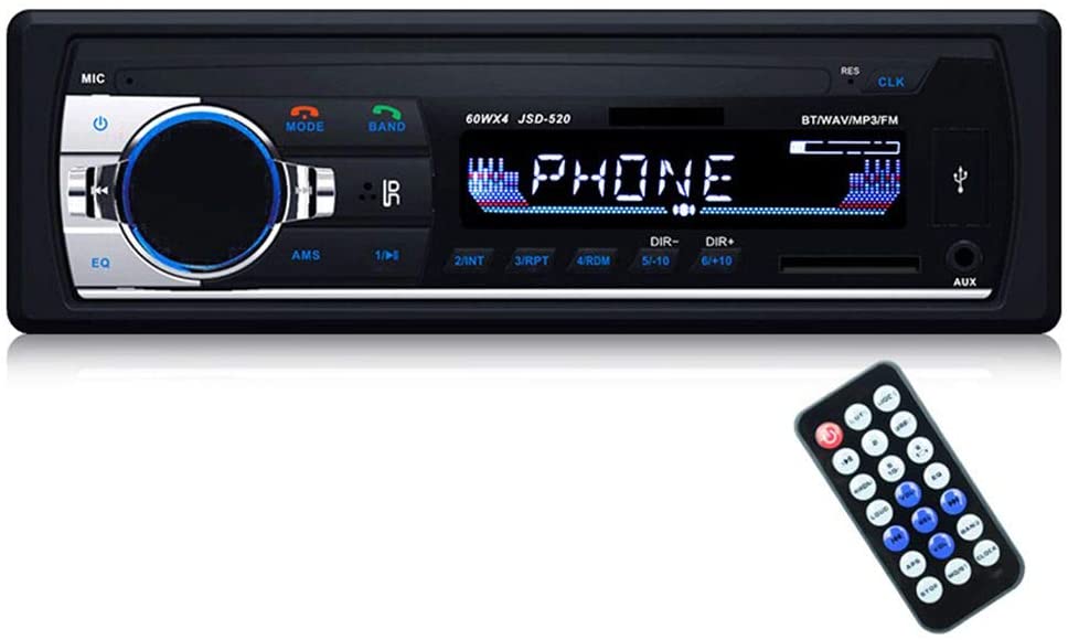 Wysgvazgv Autoradio mit Bluetooth Freisprecheinrichtung und Lenkrad-Fernbedienung BT AUX TF WMA FM Radio MP3 Media Player 1 DIN Anschluss 65W x 4 Autoradio 2 USB Anschlüsse für Musikspielen Aufladen 