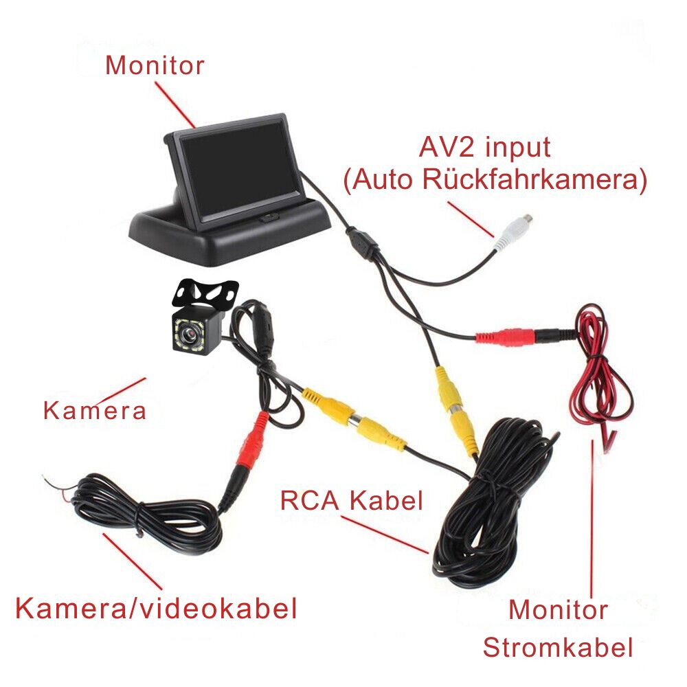 Rückfahrkamera mit 5" LCD Monitor Einparkhilfe Nachtsicht