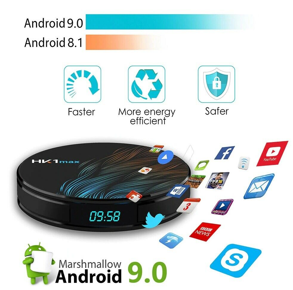Android 9,0 Smart TV Box 4GB RAM 32GB Quad Core 2.4G/5G Wifi BT 4.0 Media Player