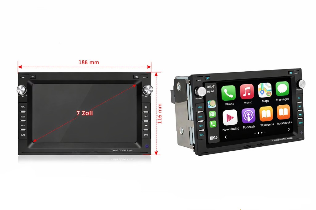 für VW SKODA PASSAT BORA POLO SHARAN JETTA LUPO T5 MULTIVANT Ibiza Leon SKODA PEUGEOT FORD GALAXY Android 15  Autoradio GPS Navi Wifi  USB Bluetooth, Drahtlos Carplay und Android Auto