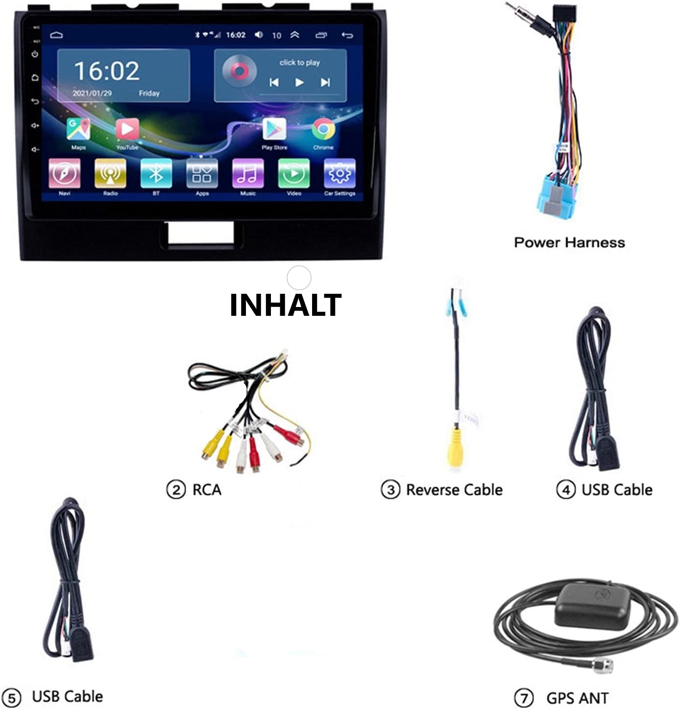 Für Suzuki Wagon R  9" Android 11 Autoradio GPS Navi  Carplay 4GB RAM 64GB ROM USB FM  USB RDS