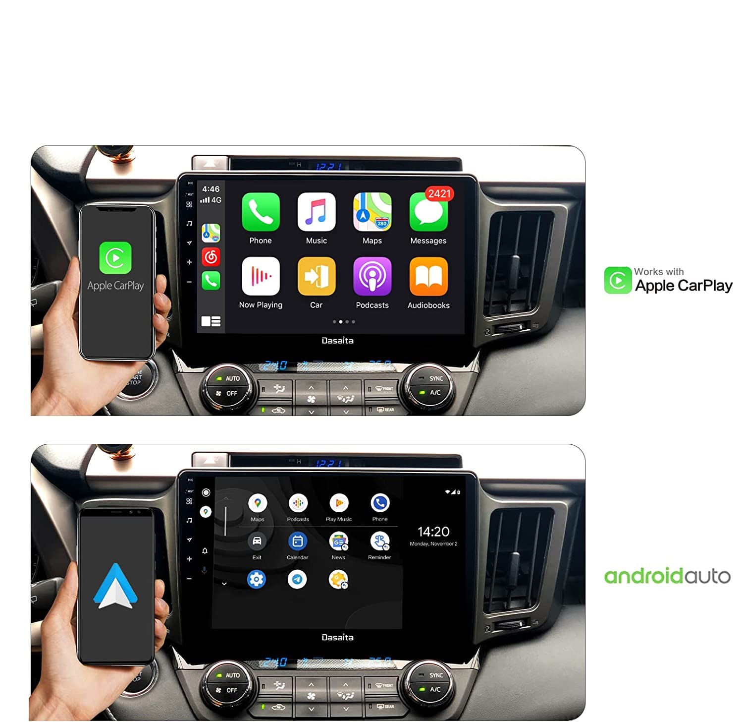 Für Toyota RAV4 2012-2018 Android 11 Autoradio 10 Zoll   BT GPS Navi Carplay RDS DSP 64GB Octa-core
