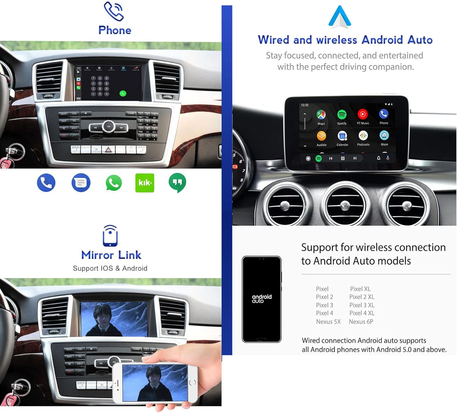 Für Mercedes E S C GLK Drahtlos CarPlay & Android Auto Interface Kamera NTG 4.0