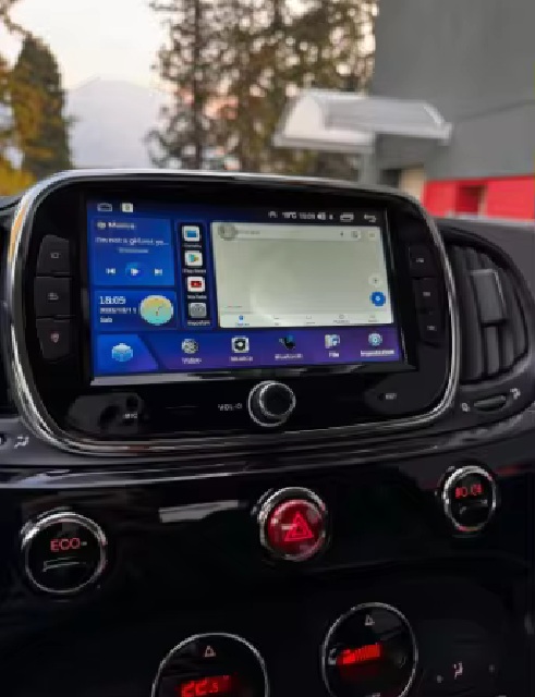 für Fiat 500/500C/500S/500E (2016-2019) Drahtlos CARPLAY und ANDROID AUTO  7" Android 15 Autoradio GPS NAVI 6GB RAM Octa-Core CPU