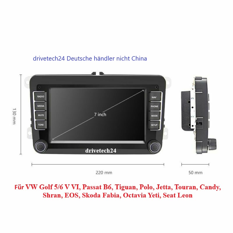 7" Android Autoradio GPS WIFI AUX USB Für VW Golf 5/6 Passat Touran Seat Skoda