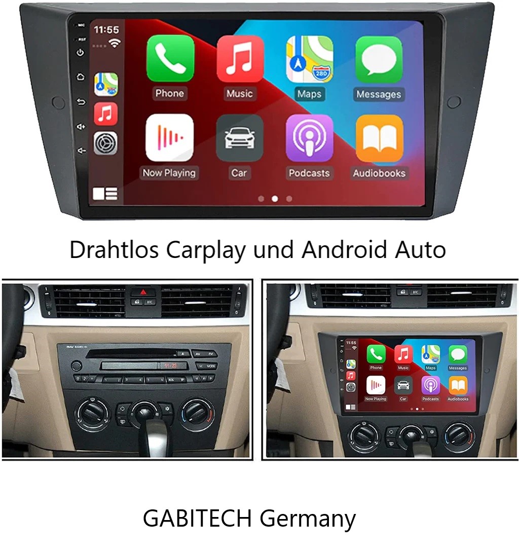 für BMW 3 series E90 E92 E93 2005-2012. 9 zoll Android 15 Autoradio GPS Navi  128GB ROM 8GB RAM  Drahtlos Carplay und Android Auto RDS Octa-Core