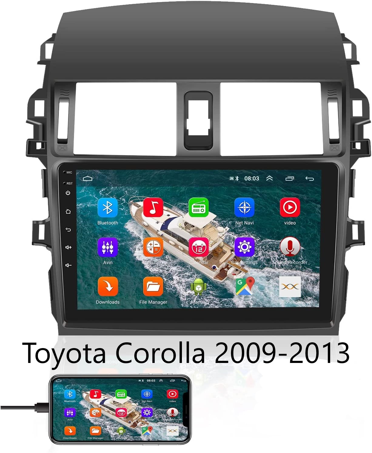 9 Zoll Android 11 Autoradio GPS Navi für Toyota Corolla 2009-2013 Bluetooth FM