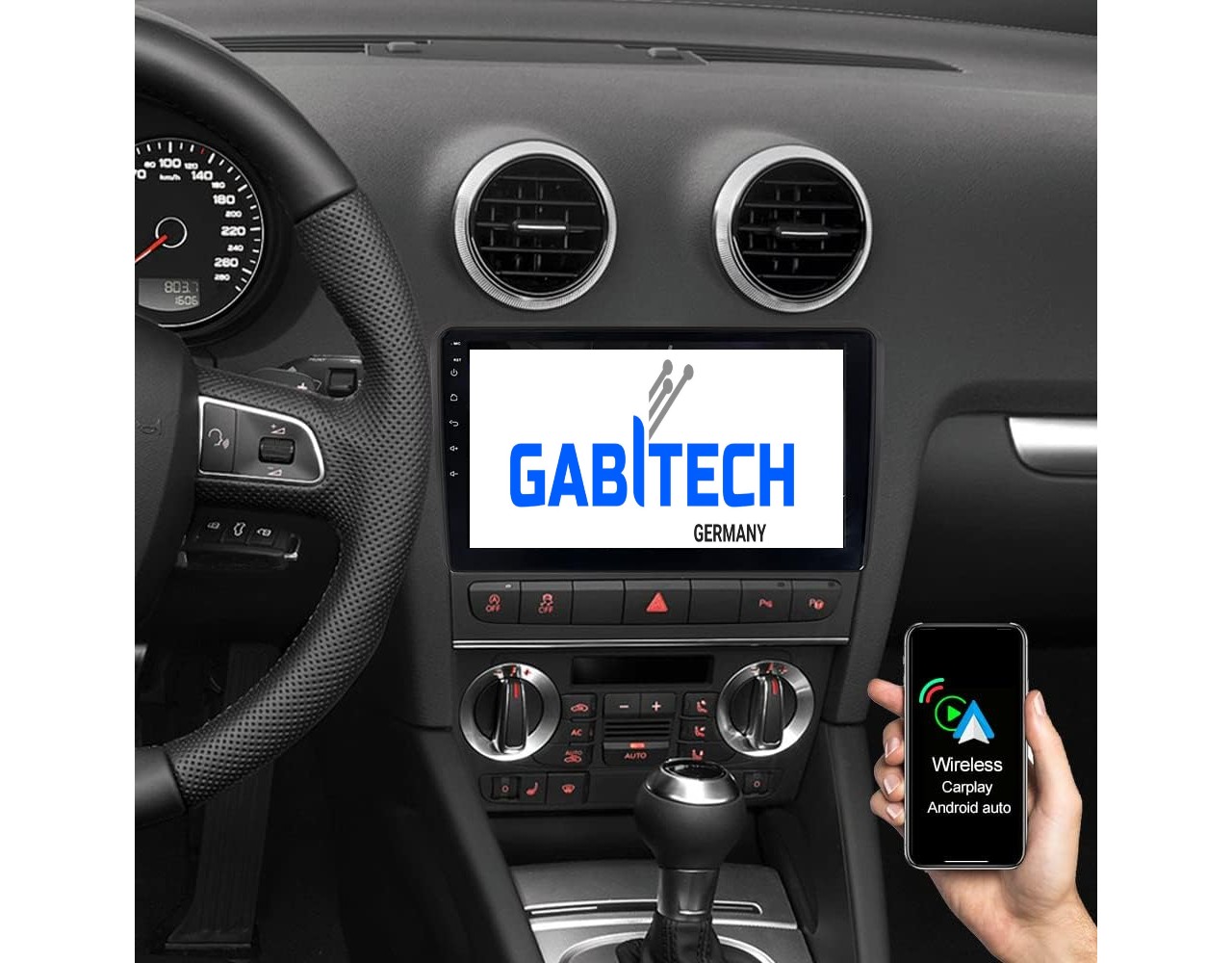 9 Zoll Android 13 Autoradio GPS Navi für AUDI A3 2003-2013 wireless Carplay