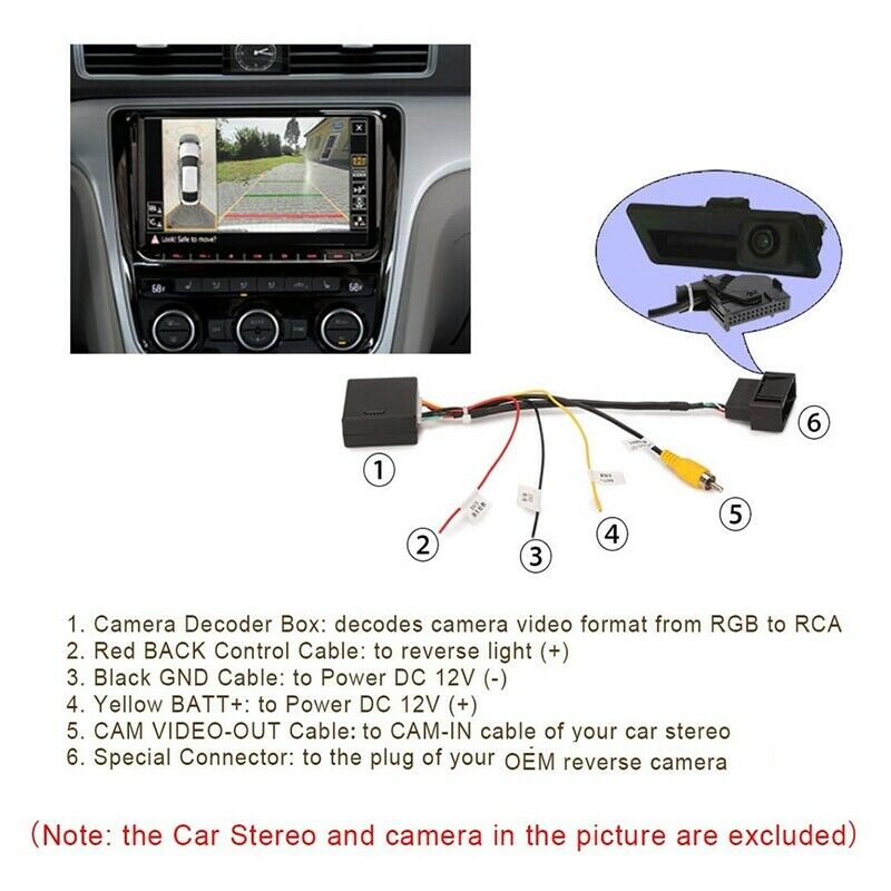 RGB zu (RCA) AV CVBS Signal Konverter Adapter Für alle VW Fahrzeuge. OEM Rückfahrkamera Decoder Box Adapter