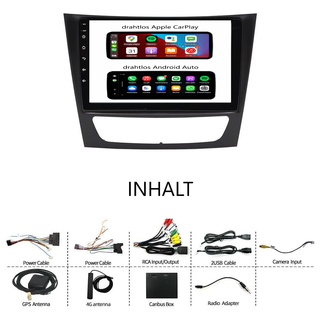 Für Mercedes Benz W211 CLS CLK G W219 W463 Drahtlos CARPLAY/ANDROID AUTO " Android 15 Autoradio GPS NAVI Octa-Core CPU