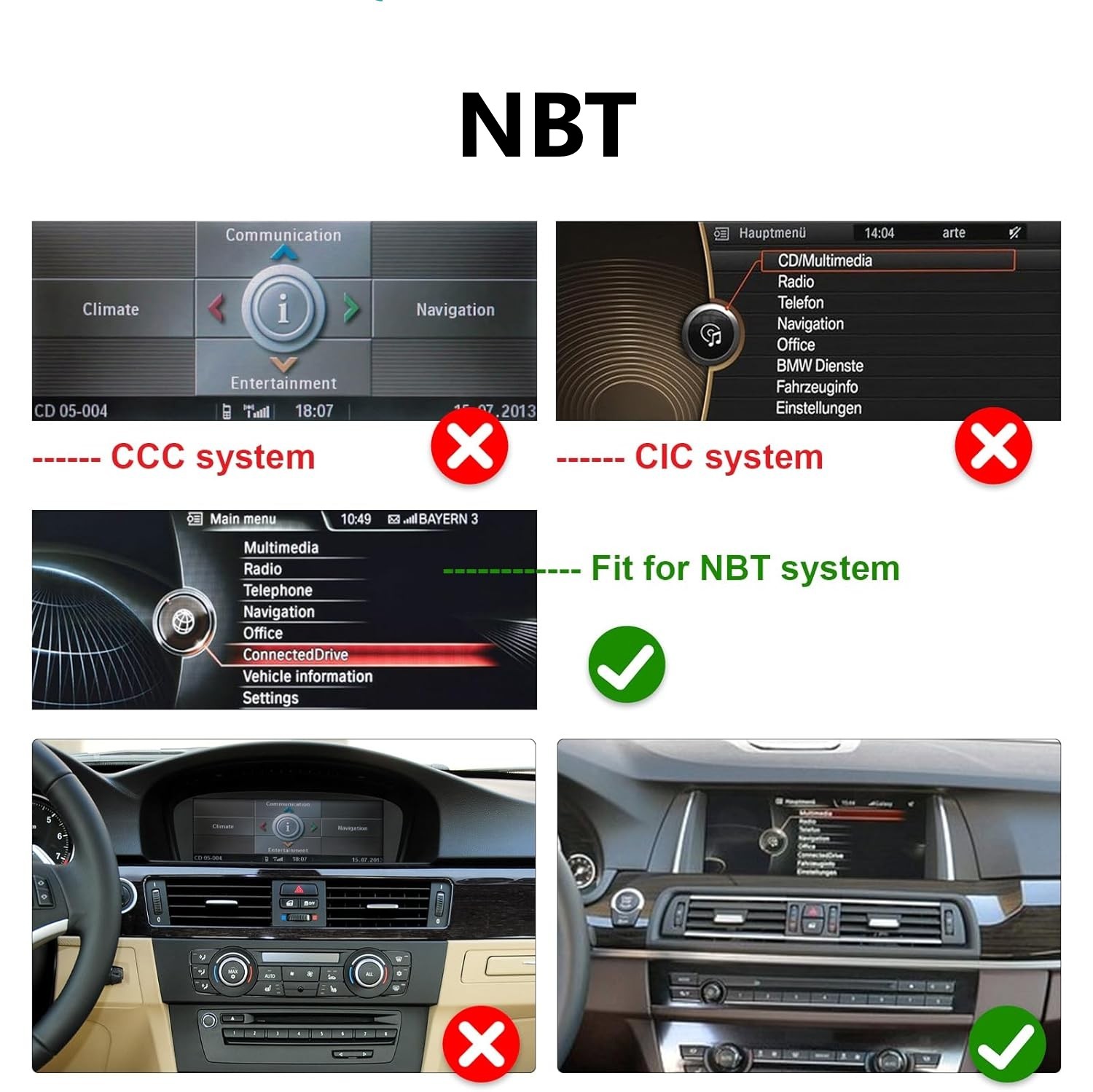 Für BMW F10 F11 NBT System 10.2 Zoll Display Wireless Carplay und Android Auto USB Touchscreen, integrierter DSP, Linux System