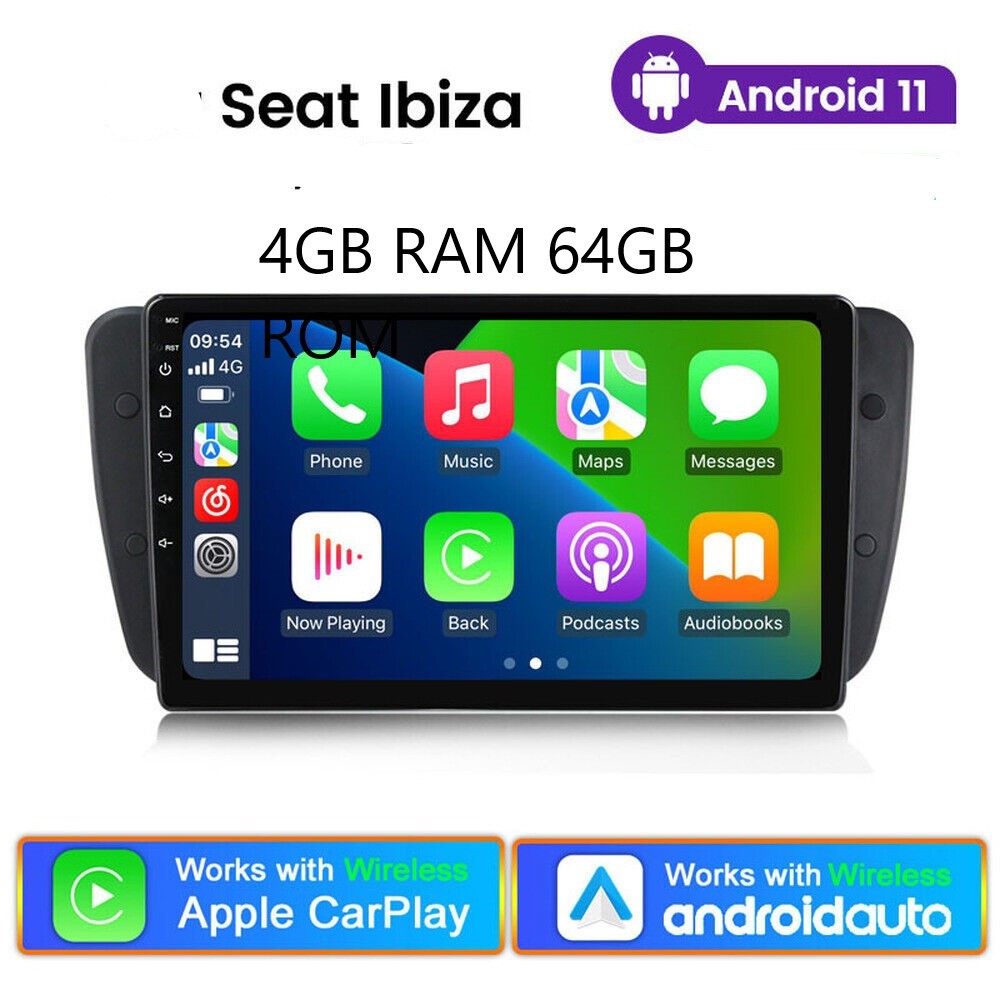  Für Seat IBIZA 2008-2015   9 Zoll  Android 11 Autoradio GPS Navi  Wirelss Carplay 64GB BT FM RDS