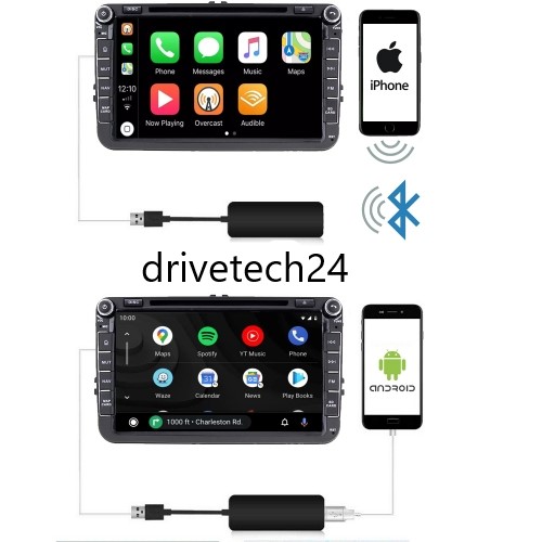 Wireless USB Android Auto & USB Apple Carplay Dongle USB Adaptor + Android