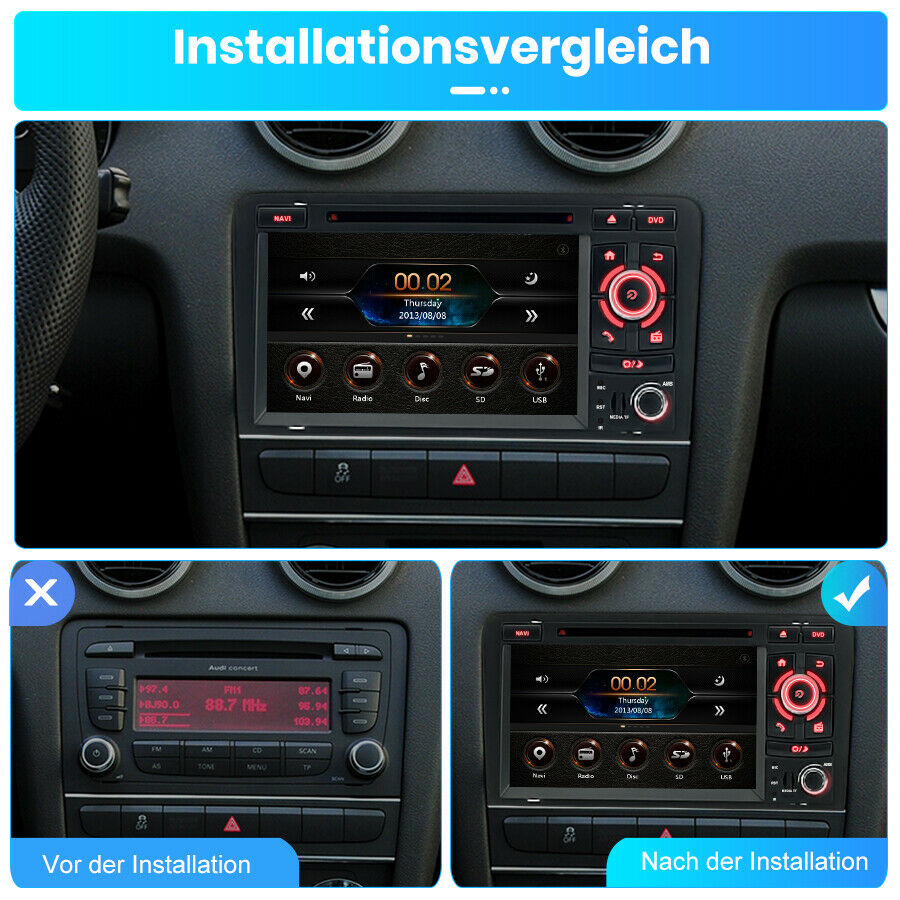 Audi A3 8P S3 RS3  Android 10 USB/DVD Autoradio GPS NAVIGATION 4GB RAM; 64GB ROM RDS