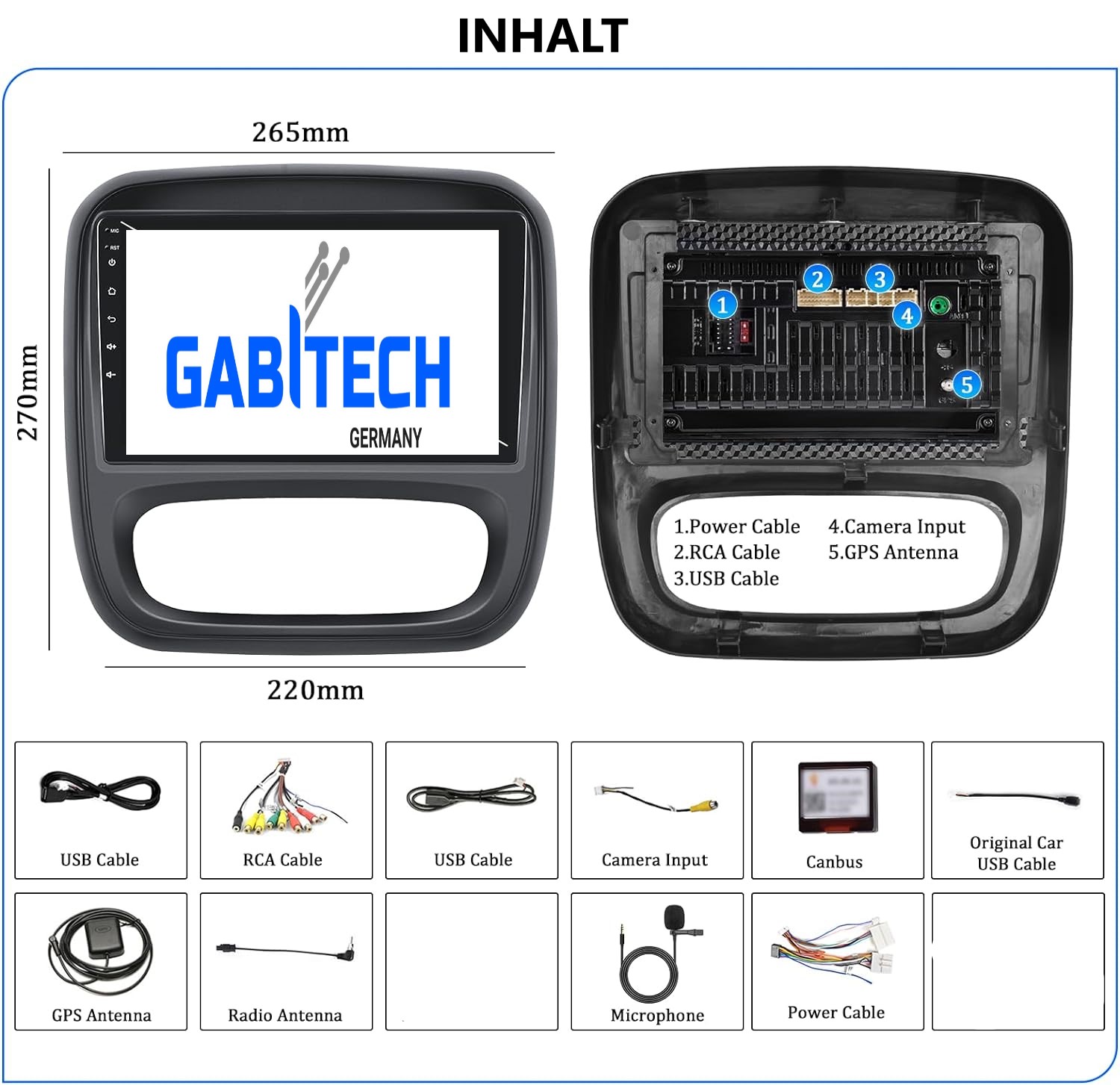 für Renault TRAFIC, Opel VIVARO, Nissan NV300  9" Touchscreen Autoradio GPS Navi Android 15.0  Autoradio BT GPS Navi Carplay RDS 64GB ROM 4GB RAM