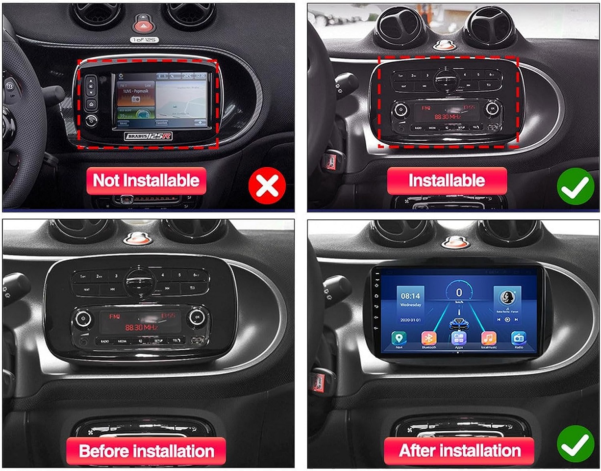 9 zoll android 13 Autoradio GPS Navi Wifi für Mercedes Smart Fortwo 2014-2022 32GB ROM  2GB RAM Carplay RDS Bluetooth