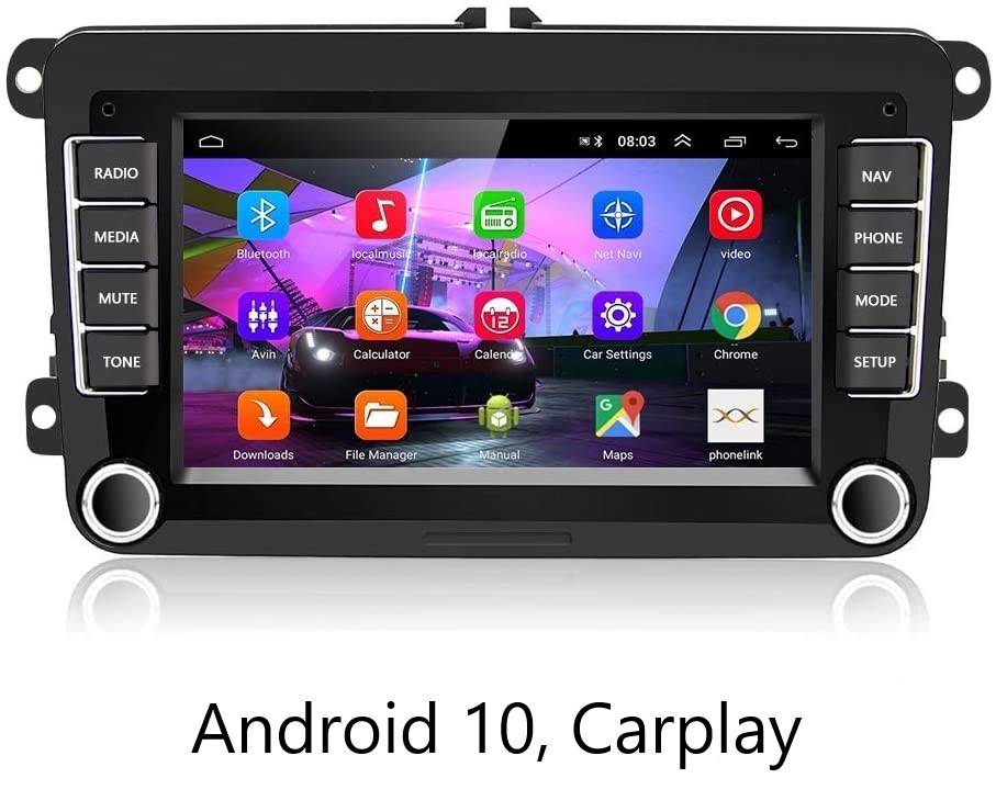 7 Zoll Android 10 Autoradio GPS CARPLAY RDS FM WIFI AUX USB für VW Golf 5/6 V VI, Passat B6, Tiguan, Polo, Jetta, Touran, Candy, Shran, EOS, Skoda Fabia, Octavia Yeti, Seat Leon