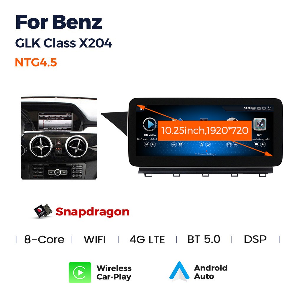 Für MERCEDES BENZ GLK Klasse x204 2013-2015 NTG 4.5. 10.3"  Qualcomm Android 14 Autoradio GPS Navi Drahtlos Carplay und Android Auto.