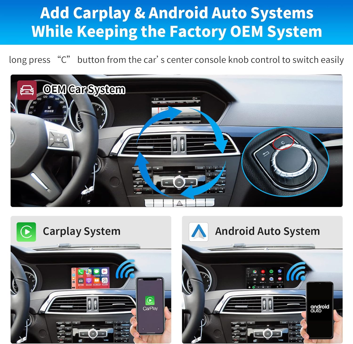 für Mercedes Benz A B CLA GLA C E ML GL GLK SLK Mit NTG4.5/4.7 SYSTEM  Drahtlos CarPlay Android Auto 