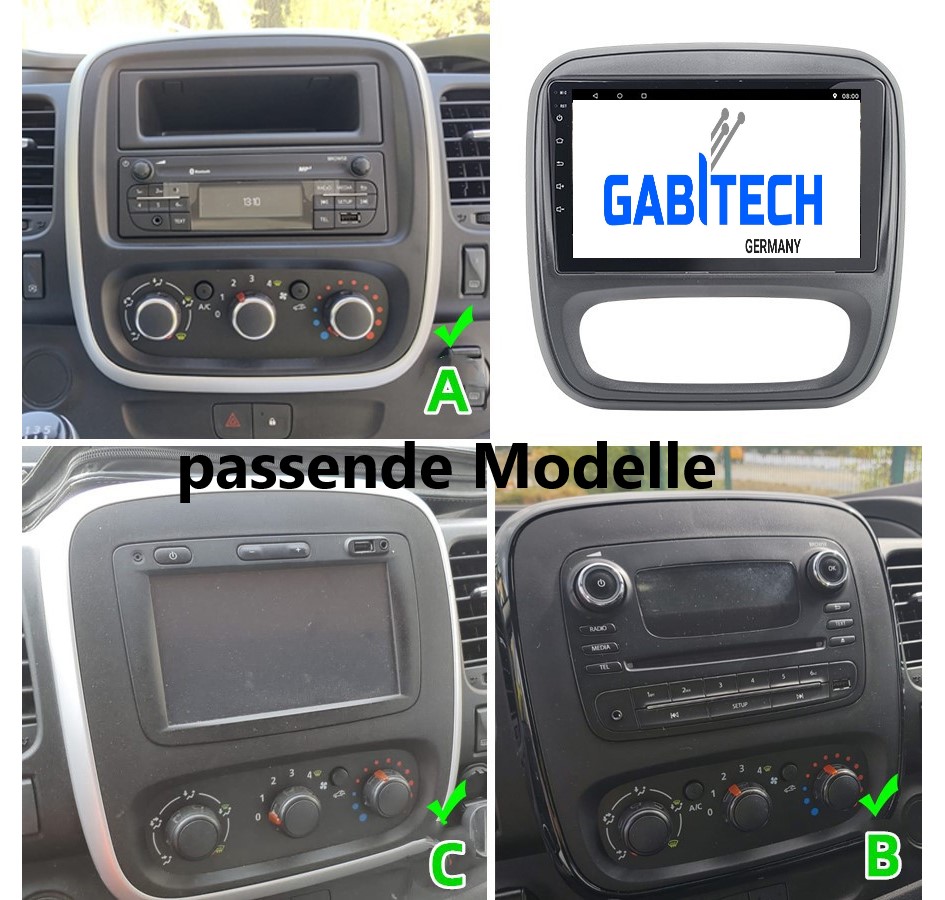 für Renault TRAFIC, Opel VIVARO, Nissan NV300  9" Touchscreen Autoradio GPS Navi Android 15.0  Autoradio BT GPS Navi Carplay RDS 64GB ROM 4GB RAM