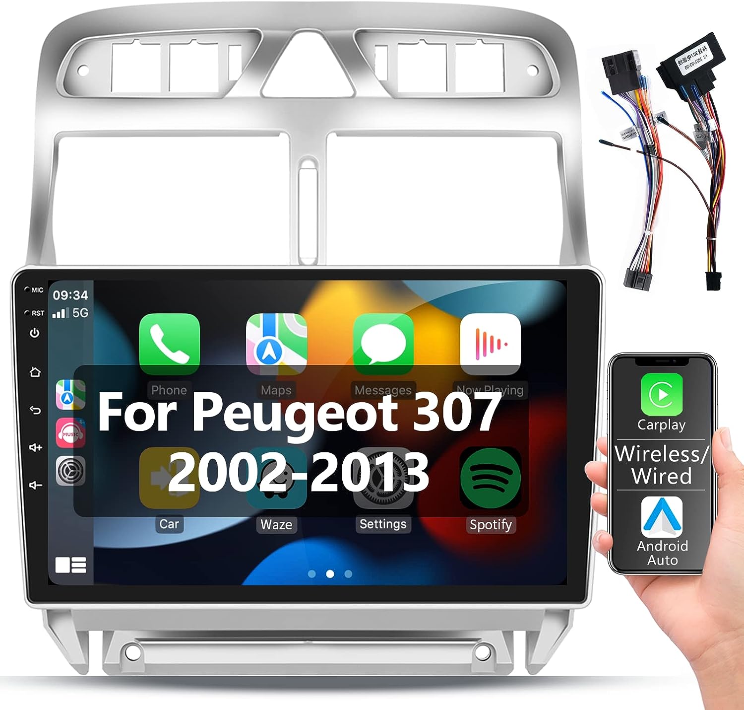 9" Android 10 Autoradio Bluetooth SD GPS Navi Wifi MP3 für Peugeot 307 2002-2013