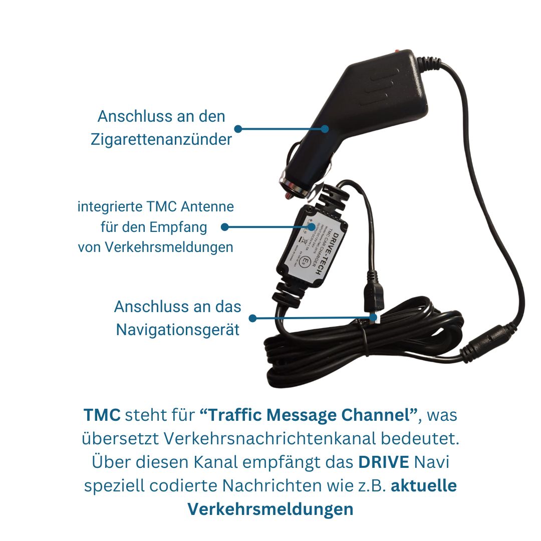 KFZ Ladekabel mit TMC Verkehrsmeldungen Antenne für DRIVE Navis