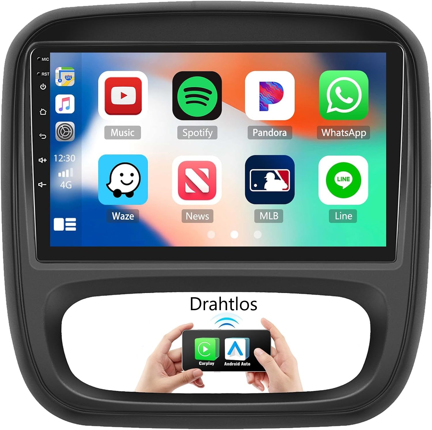 für Renault TRAFIC, Opel VIVARO, Nissan NV300  9" Touchscreen Autoradio GPS Navi Android 15.0  Autoradio BT GPS Navi Carplay RDS 64GB ROM 4GB RAM