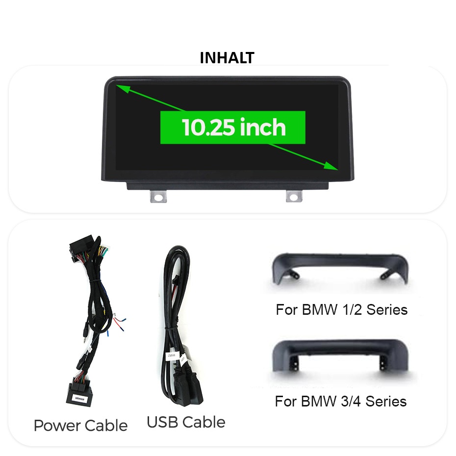 QLED Linux Bildschirm Kabelloses CarPlay und Android Auto Autoradio für BMW 1 2  Serie F20 F21 F22  NBT-Systeme Autoradio Stereo Multimedia-Player mit BT GPS-Navigation