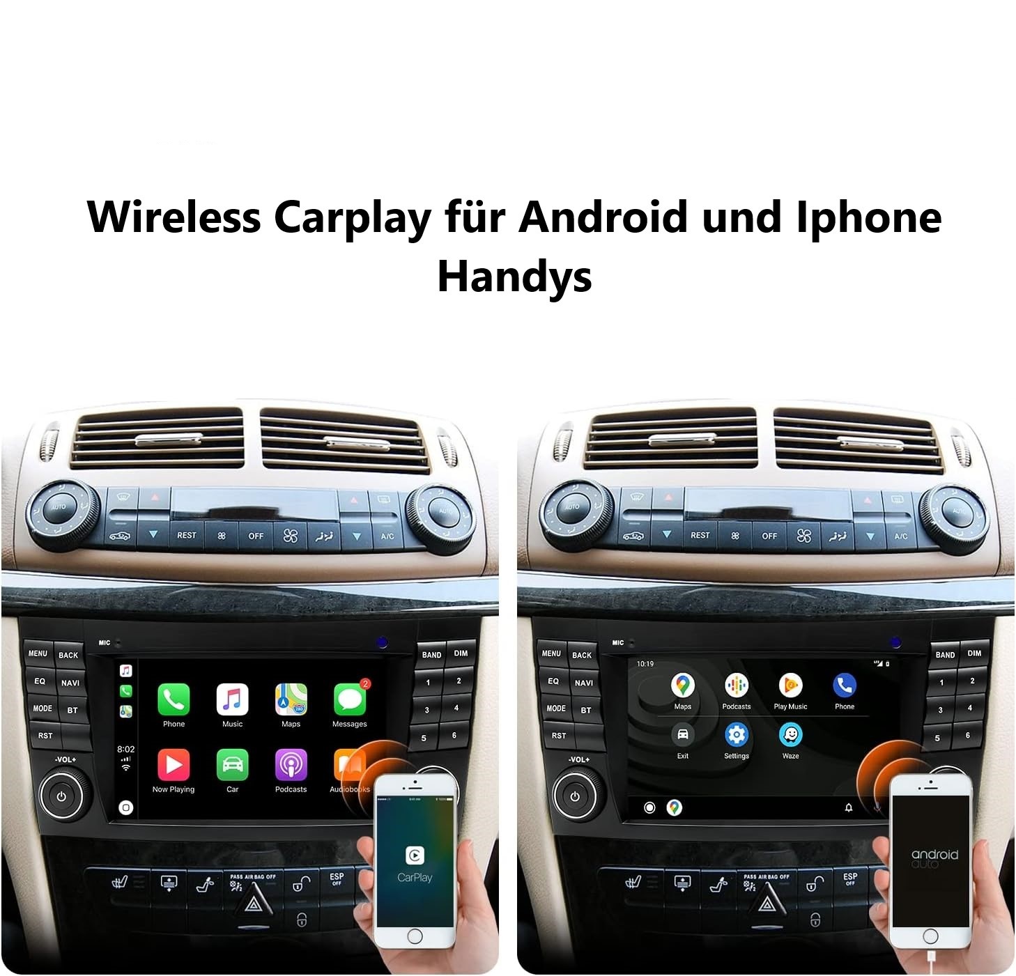 für Mercedes Benz  W211 CLS CLK G  W219 W463 Drahtlos CARPLAY  7" Android 15 Autoradio GPS NAVI 8GB RAM Octa-Core CPU