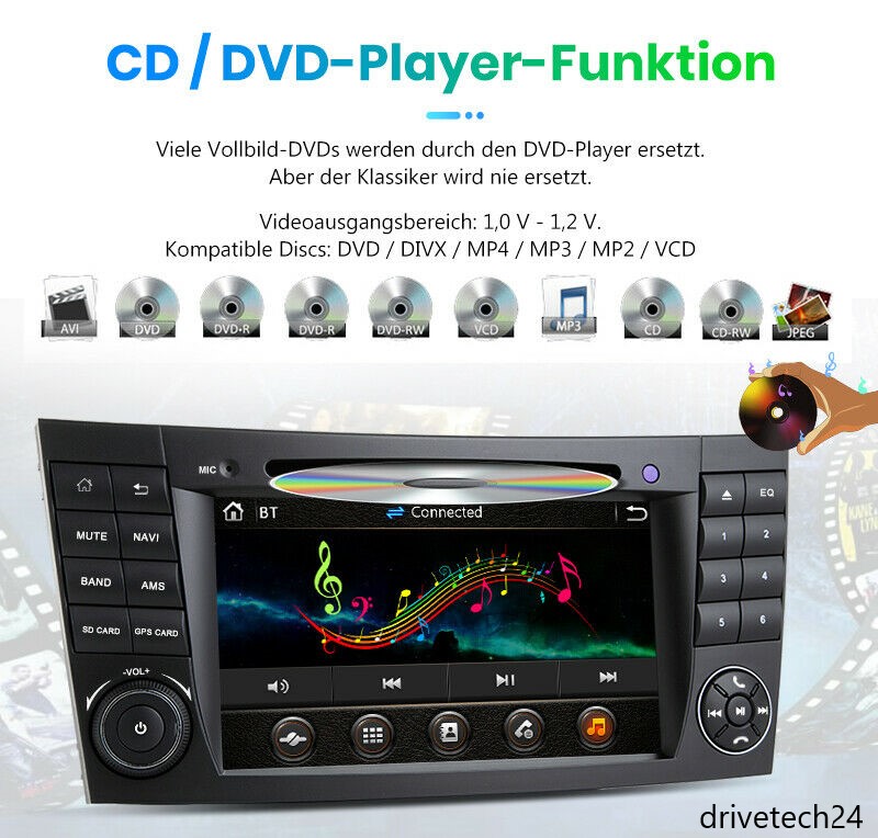 7" Autoradio DVD USB  Player und GPS NAVIGATION für Mercedes Benz W211 CLS W219 W463 Android 11 CARPLAY RDS