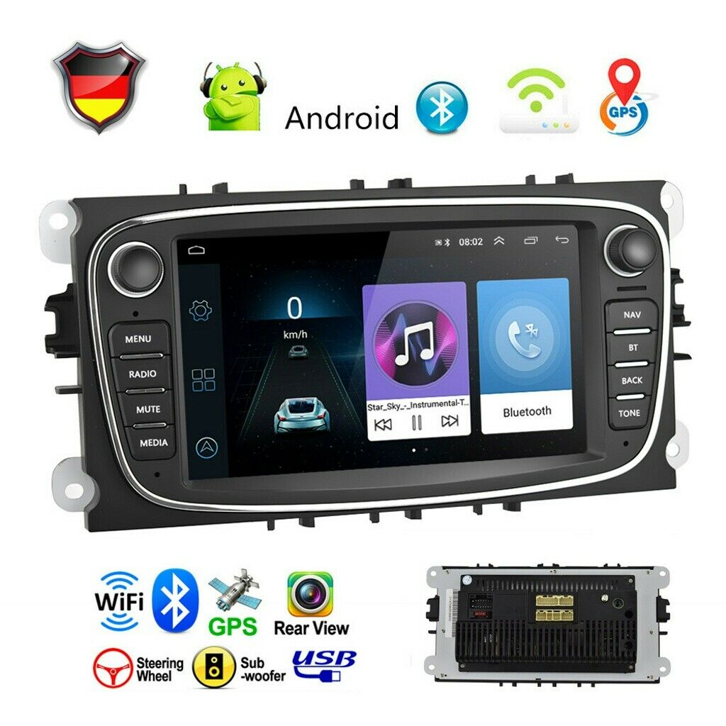 7 zoll Autoradio GPS Navi Android  für Ford Focus II  C/S-MAX  Kuga  Galaxy II  Mondeo 9   Transit Connect
