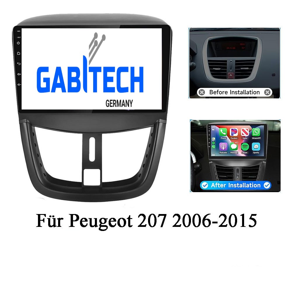 Für Peugeot 207. 9 Zoll Android 15 Autoradio GPS WIFI RDS USB FM Drahtlos Carplay und Android Auto 8-Core CPU 