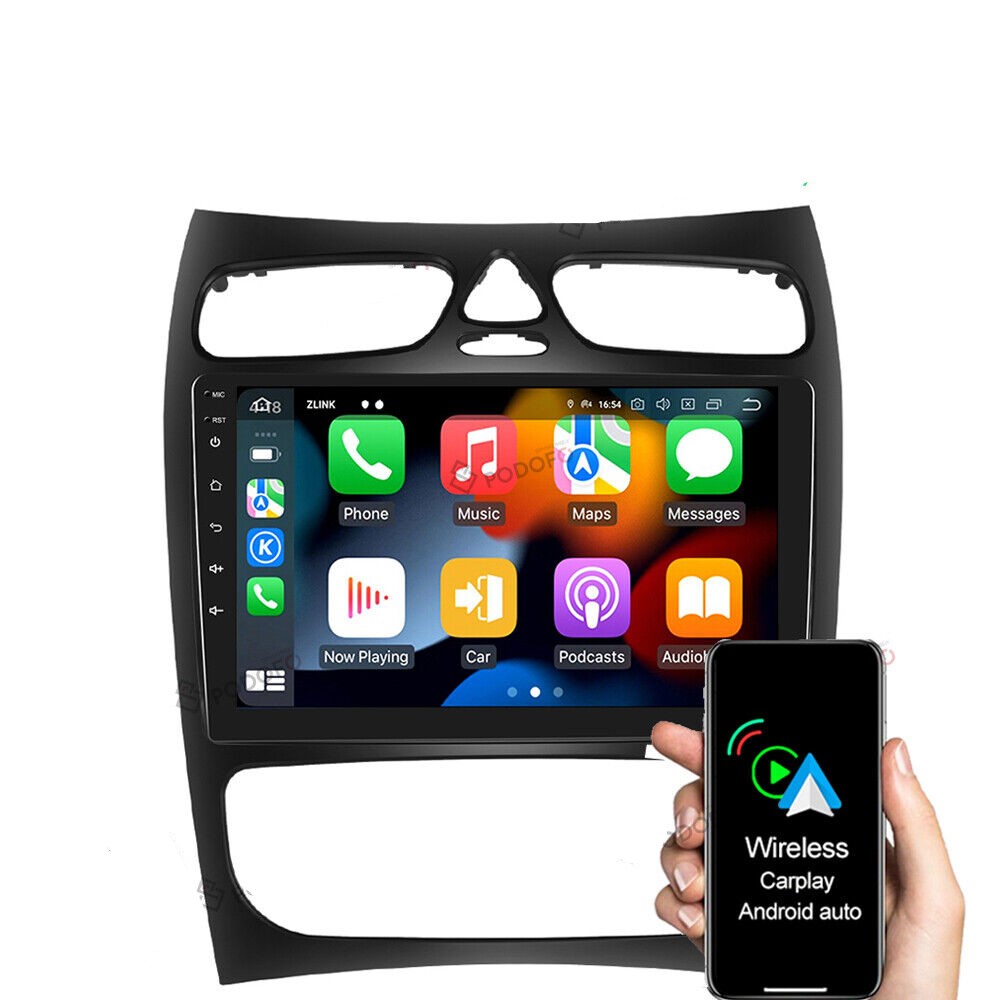 für Mercedes Benz W203 S203 9 Zoll Android Autoradio GPS Navi Wifi Wireless Carplay 64GB ROM 4GB RAM 