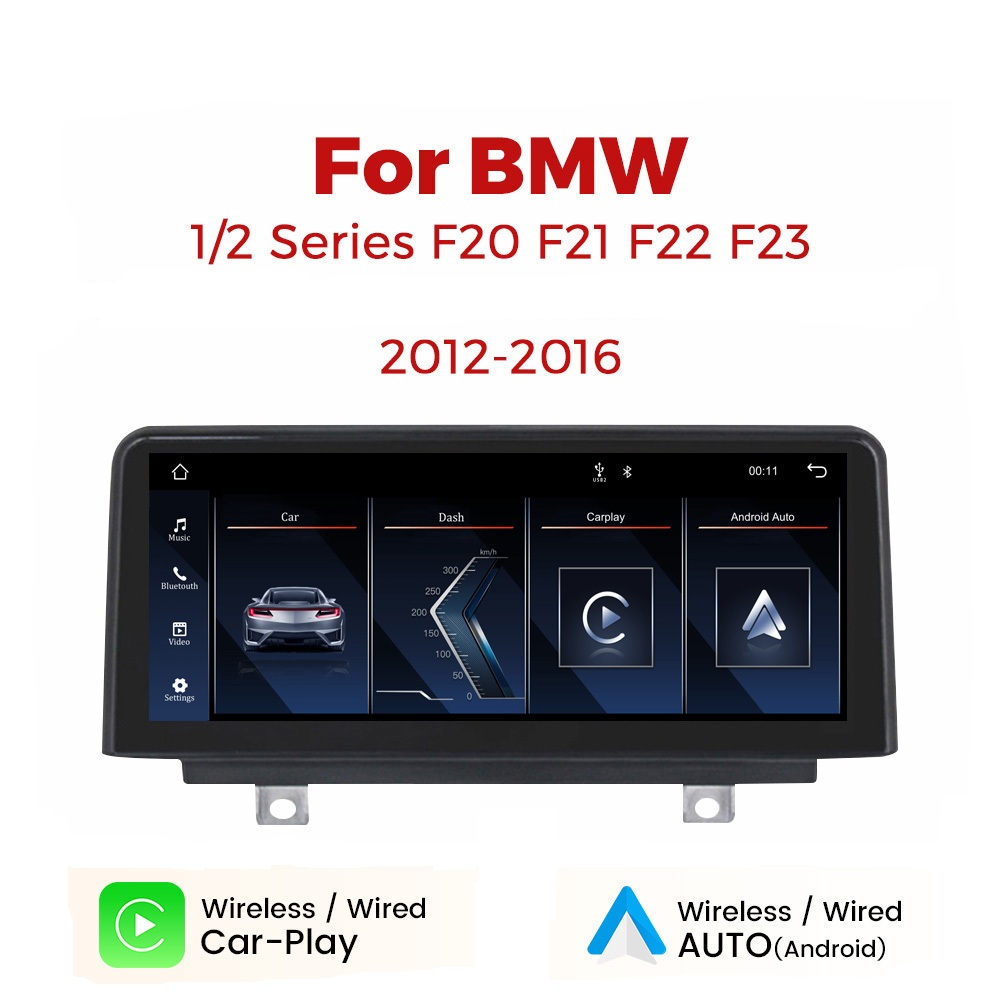 QLED Linux Bildschirm Kabelloses CarPlay und Android Auto Autoradio für BMW 1 2  Serie F20 F21 F22  NBT-Systeme Autoradio Stereo Multimedia-Player mit BT GPS-Navigation
