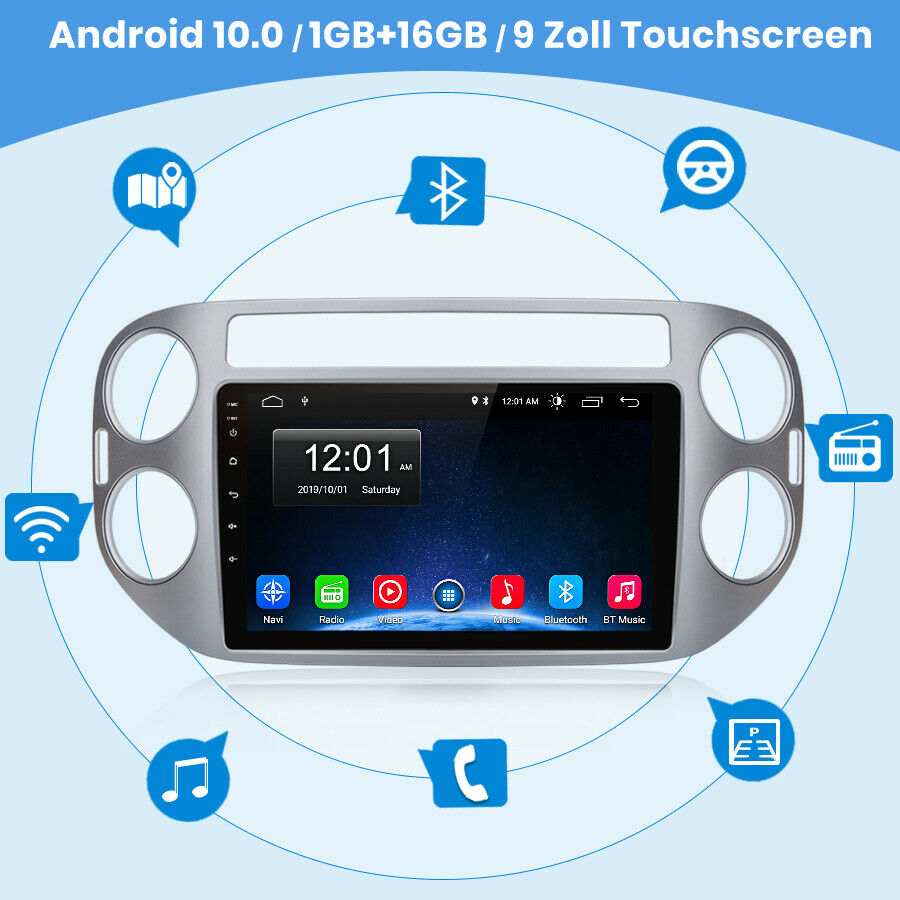 9 Zoll  Android 10 Autoradio Navigation GPS CarPlay für VW Tiguan 2010-2015 FM USB RDS 4G internet 4GB RAM 64GB ROM